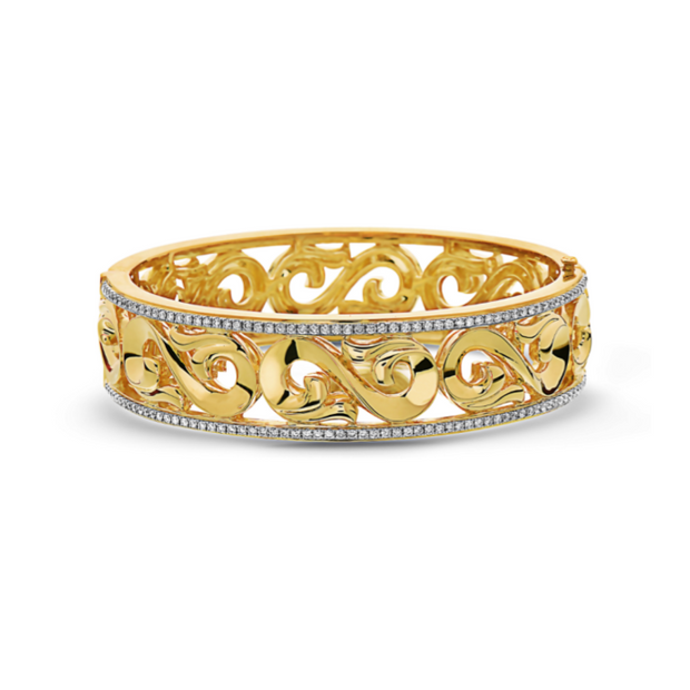 Gold and Diamond Classic Design Cuff