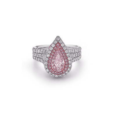 Precious Pink Diamond Triple Banded Dazzling Pear Ring